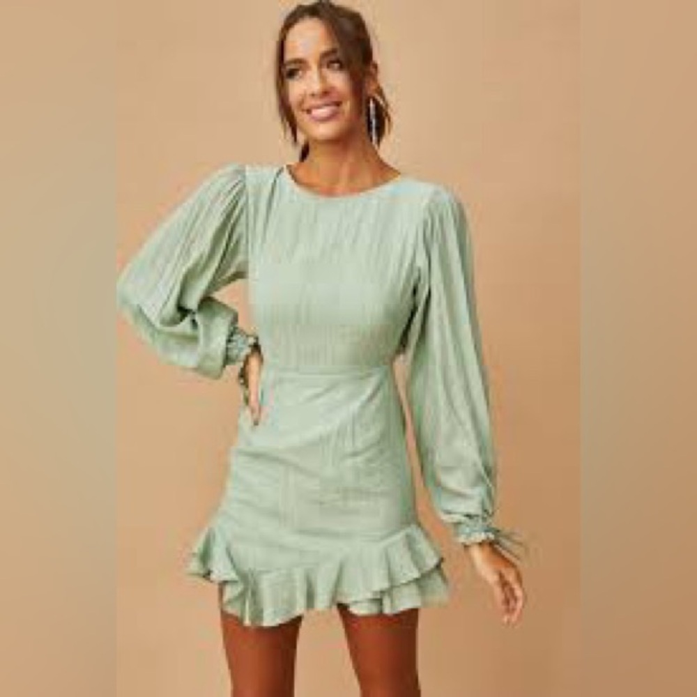Sage Mint Long Sleeve Dress 0152